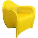 Yellow thermoformed plastic chair